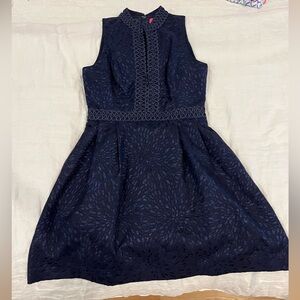 NWT Lilly Pulitzer Franci in True Navy Metallic Lagoon Jacquard Zip Dress sz 8